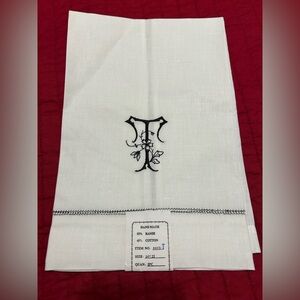 Letter ‘T’ White Monogrammed Cotton Towel